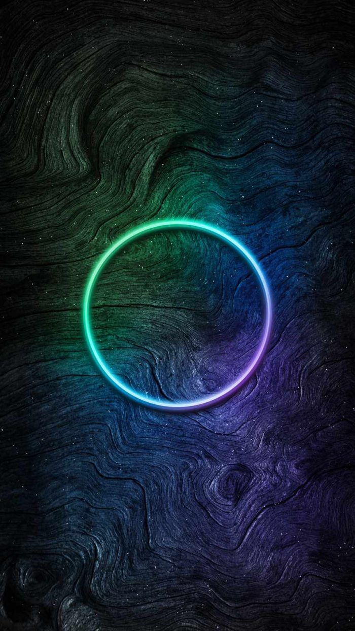 Neon Circle On Wood - IPhone Wallpapers