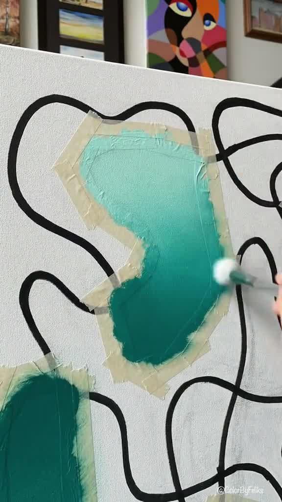 Easy Abstract Acrylic Painting Demo on Canvas