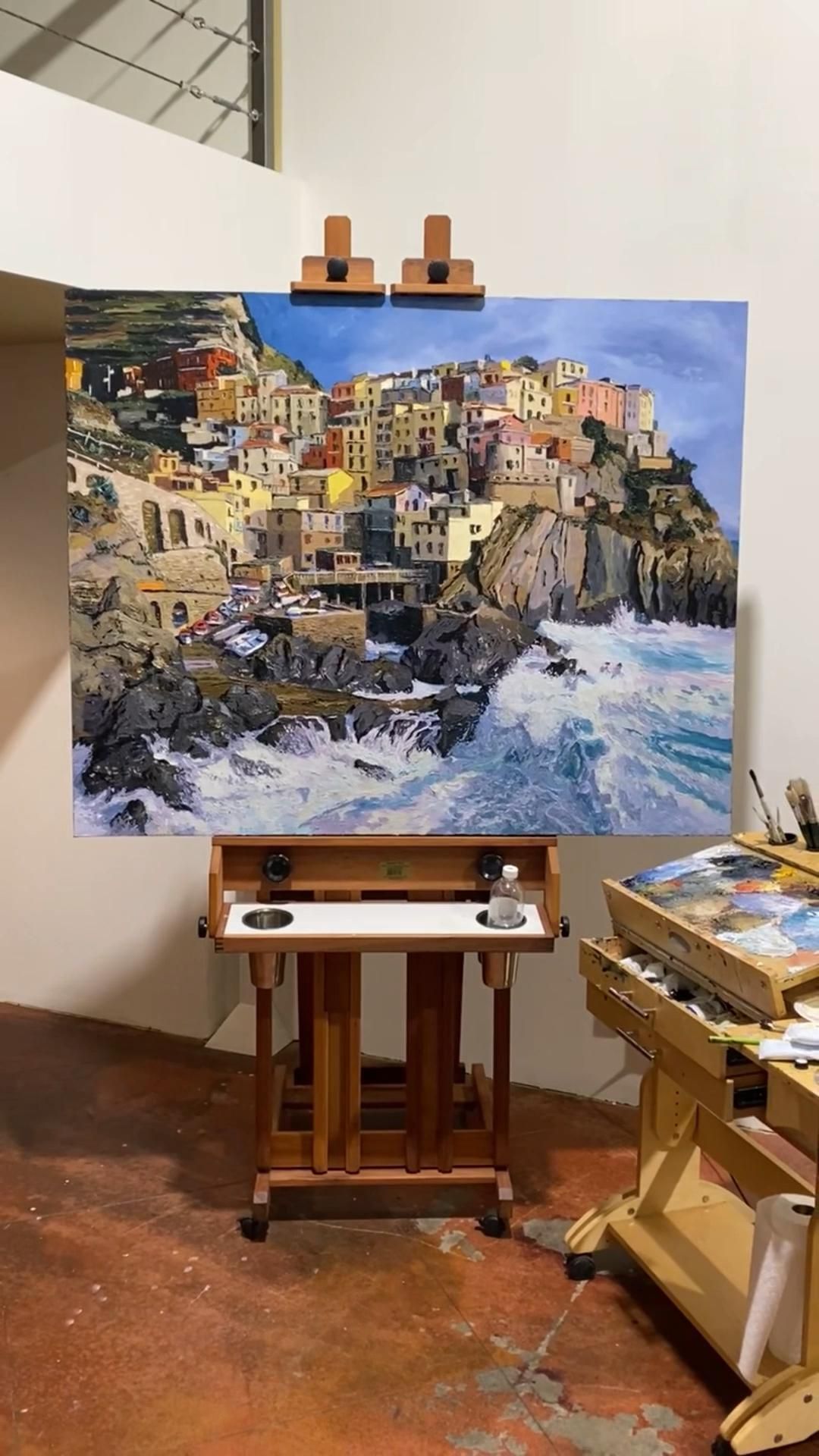 How to paint ocean waves with a palette knife