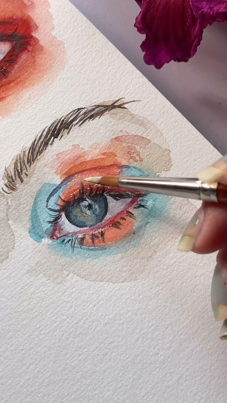 watercolour eye tutorial- music by @azshmusic Art inspiration painting, Watercolor art lessons, Art drawings sketches simple