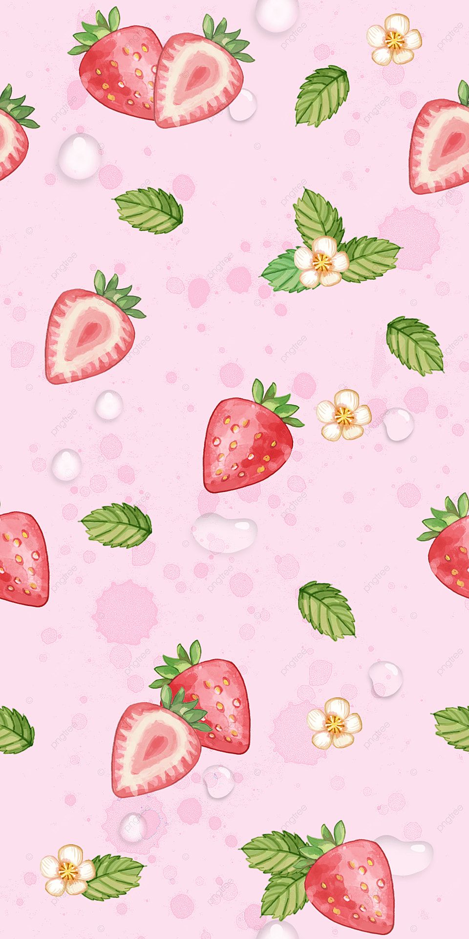 Pink Fruit Strawberry Seamless Background