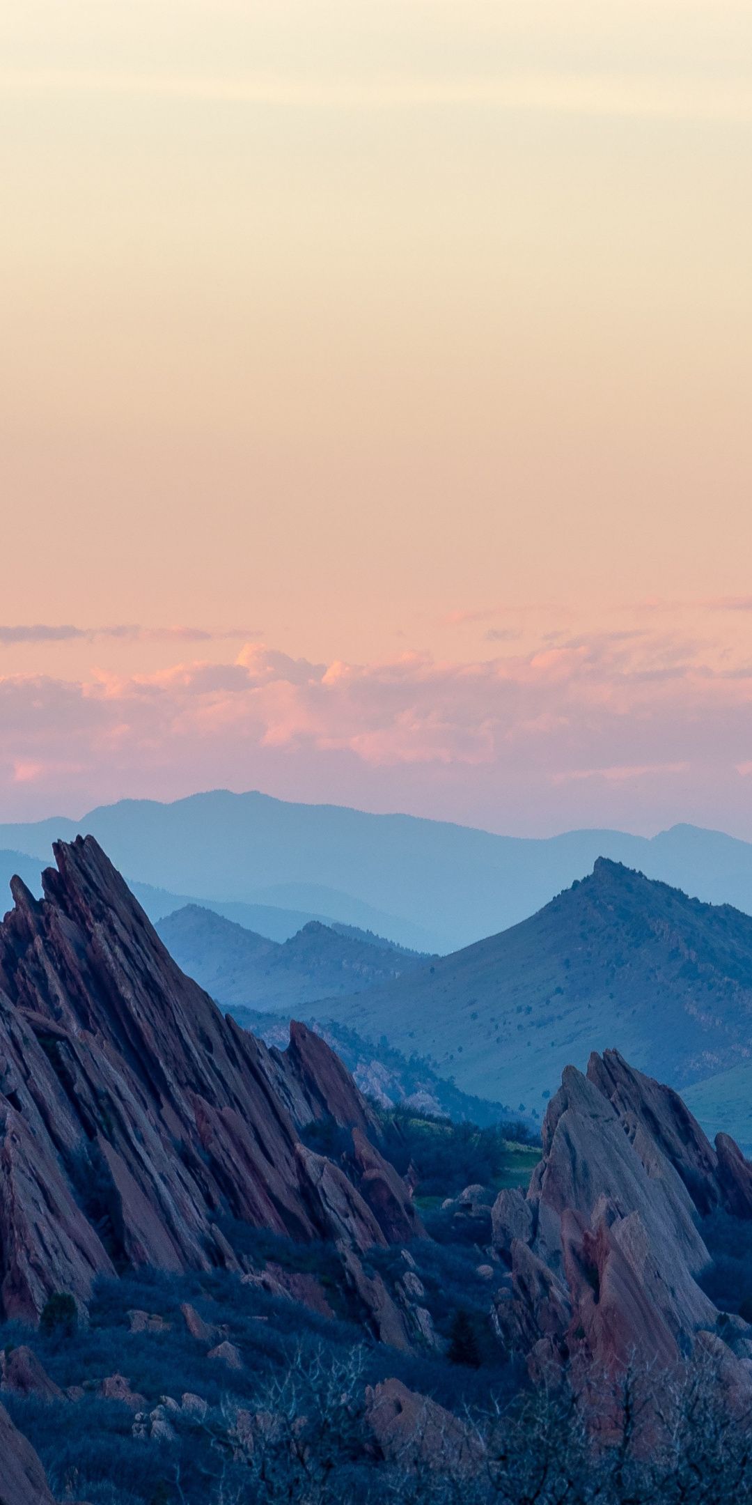 Mountains, rocks, sunset, landscape, 1080x2160 wallpaper