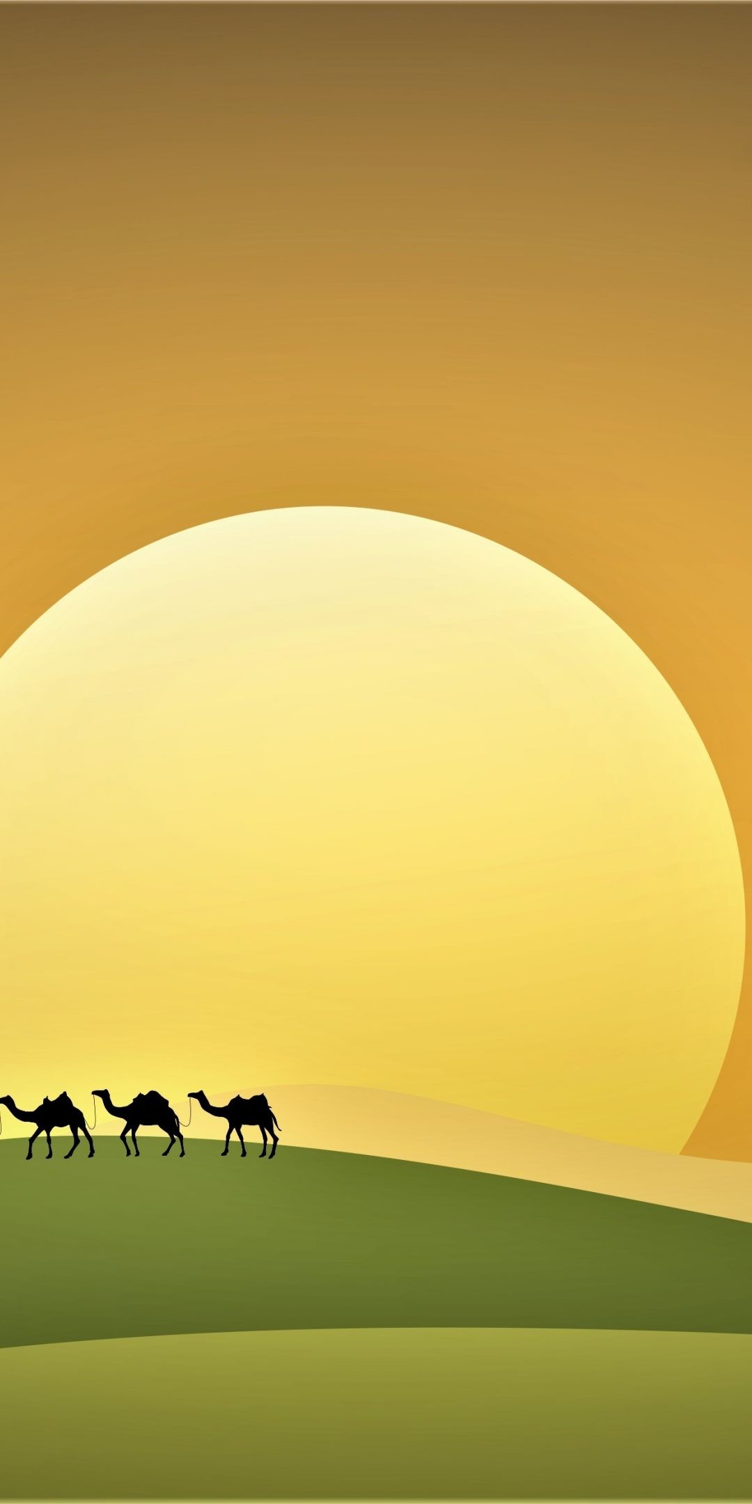 Desert, sunset, landscape, sky, art, 1080x2160 wallpaper