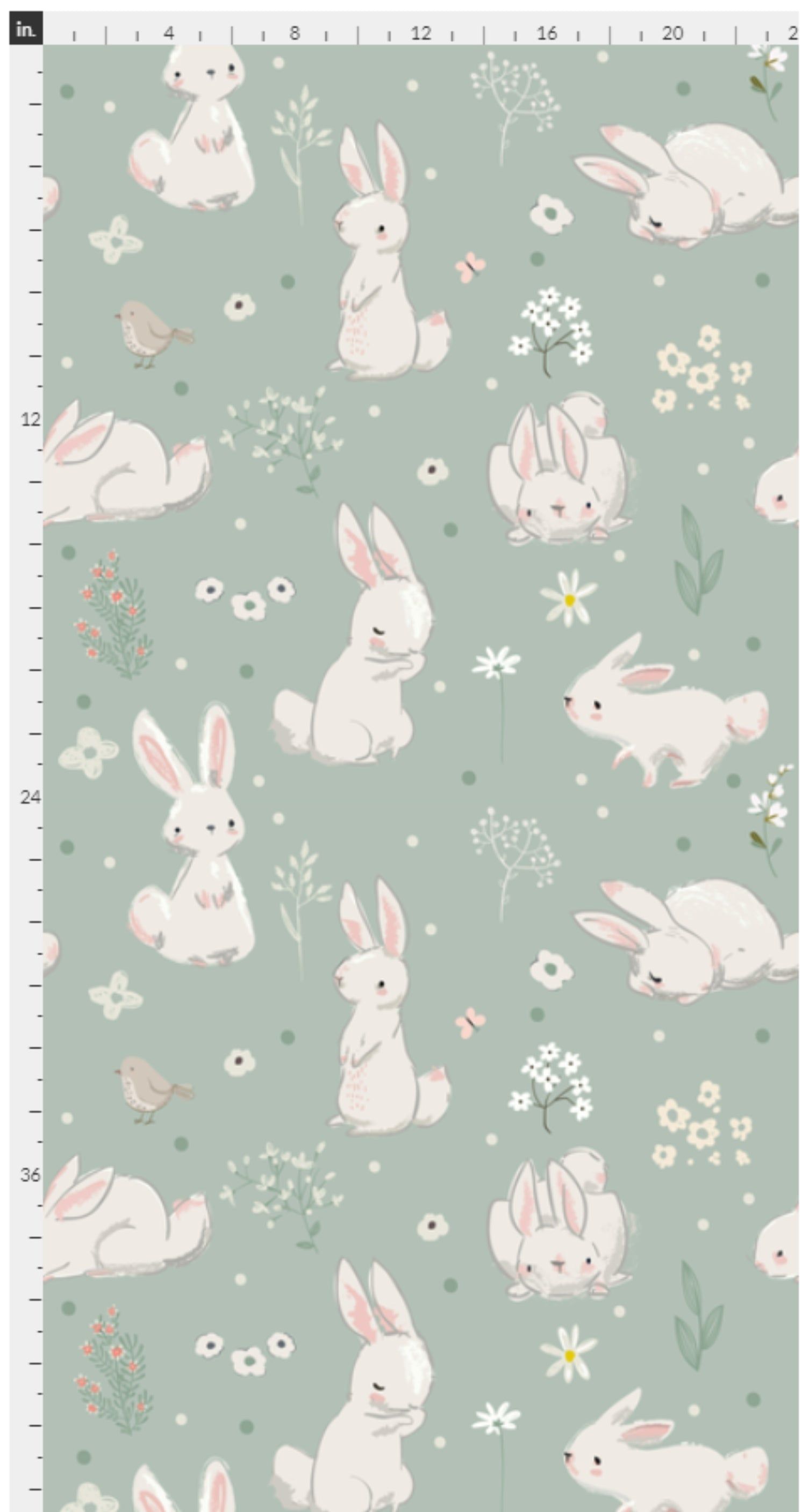 Sweet Bunnies Removable Wallpaper - Woven Peel & Stick / 9 ft L