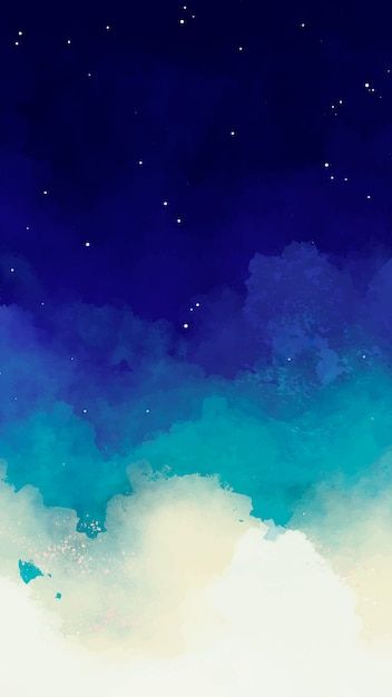 Free Vector Blue watercolor starry sky background