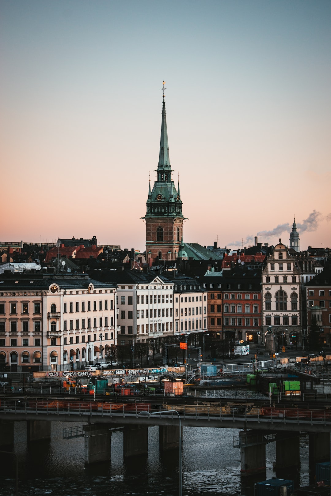 Sunset over Stockholm, as seen from Slussen.