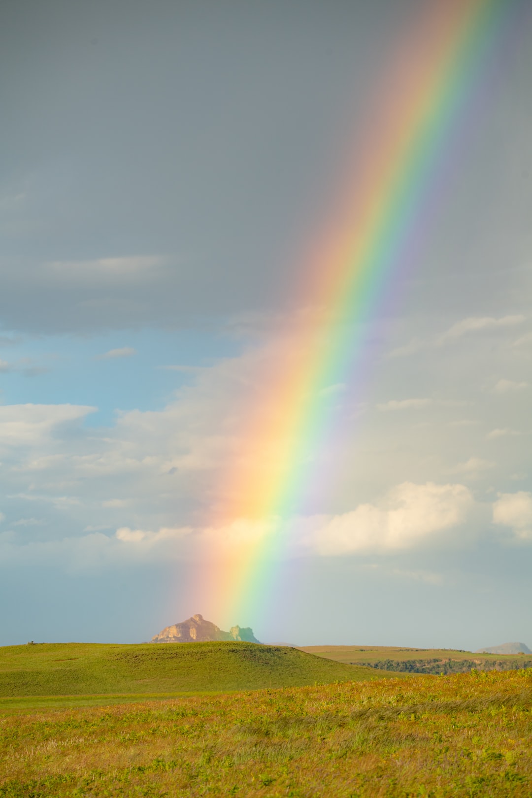 Rainbow over african landscape