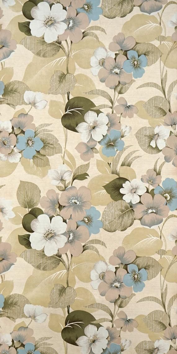 70s floral wallpaper #1019B - running meter o roll /1960s 1970s vintage flower wallpaper