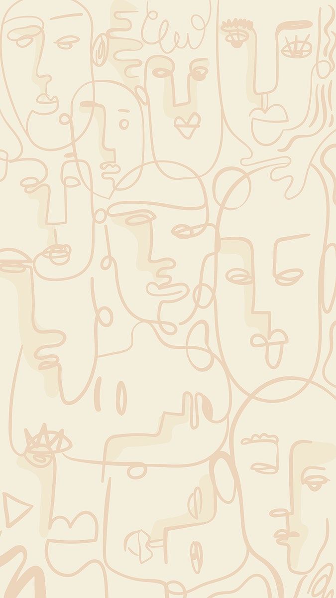 Abstract face line drawing on a beige background design resource free image by rawpixel.com / Tech