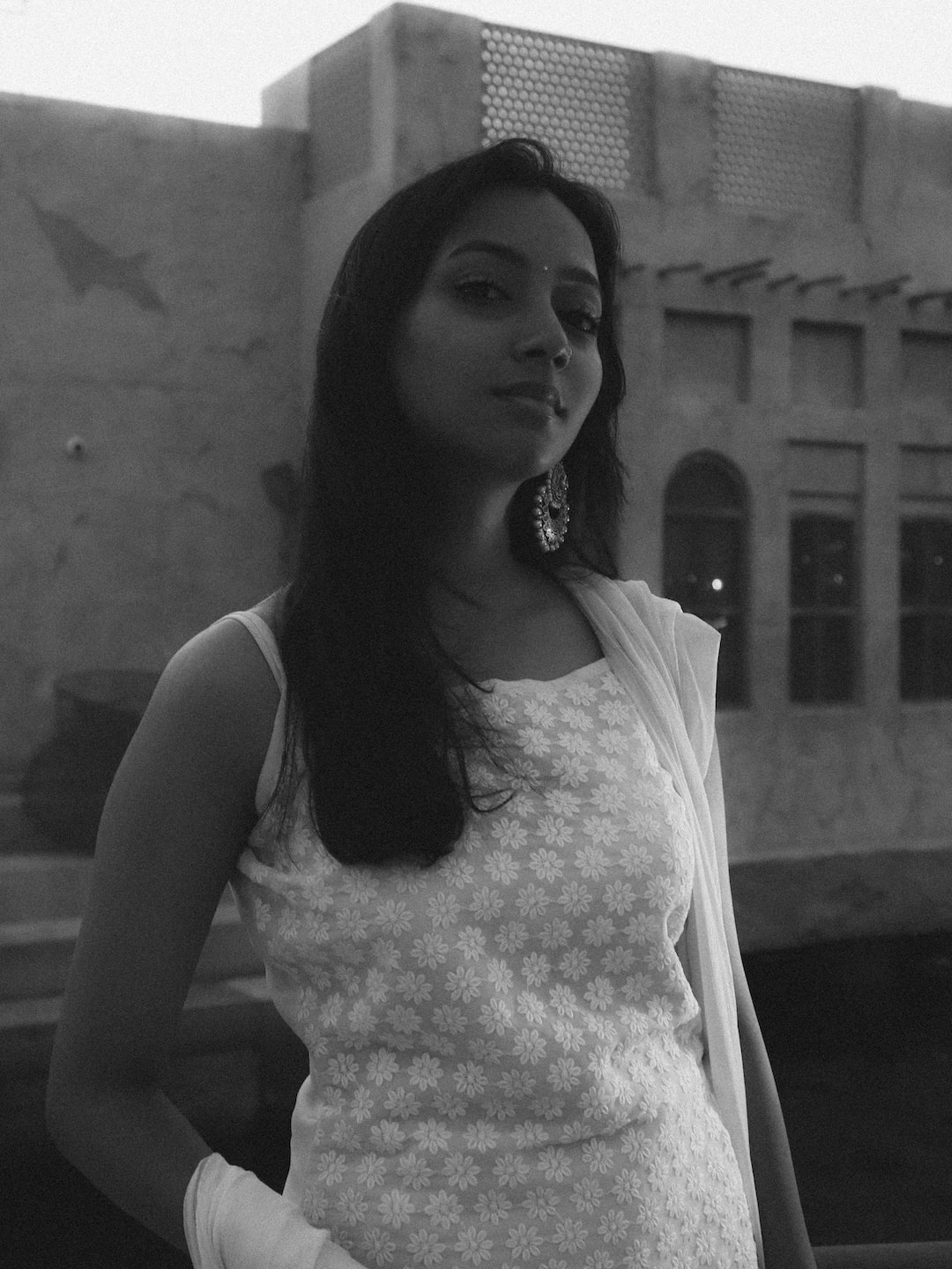 A picture of a girl during the festival of Diwali, B&W edition.