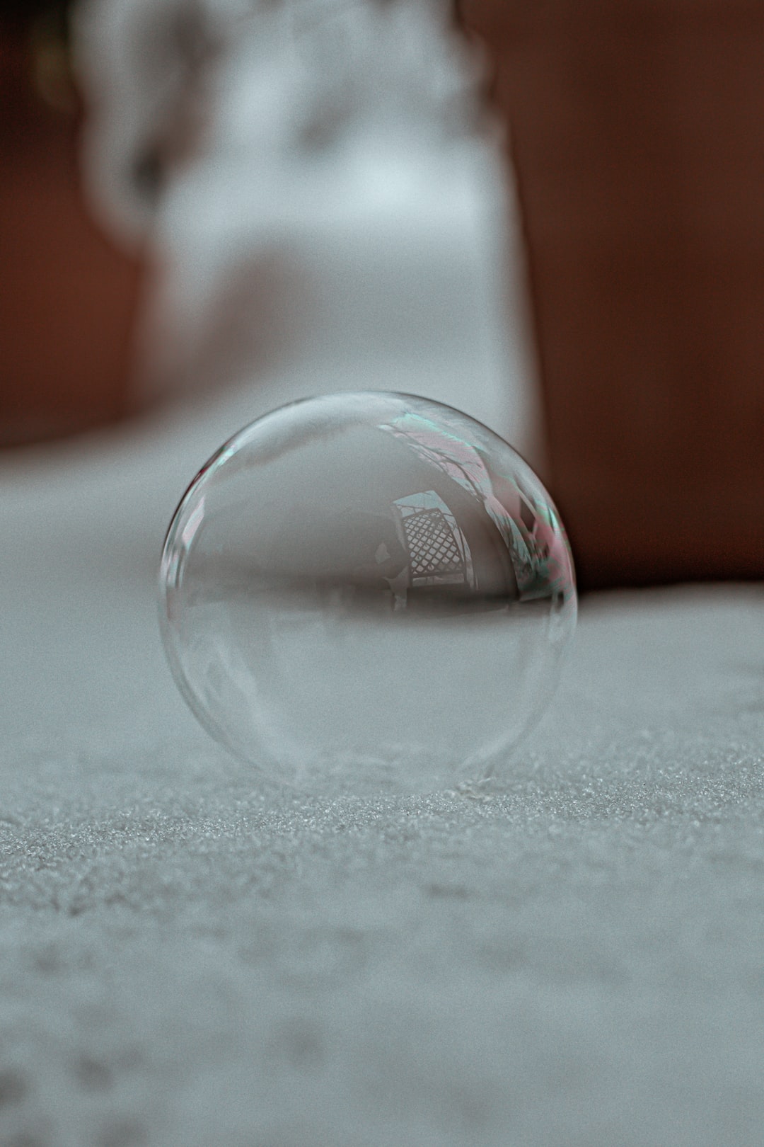 Frozen soap bubble