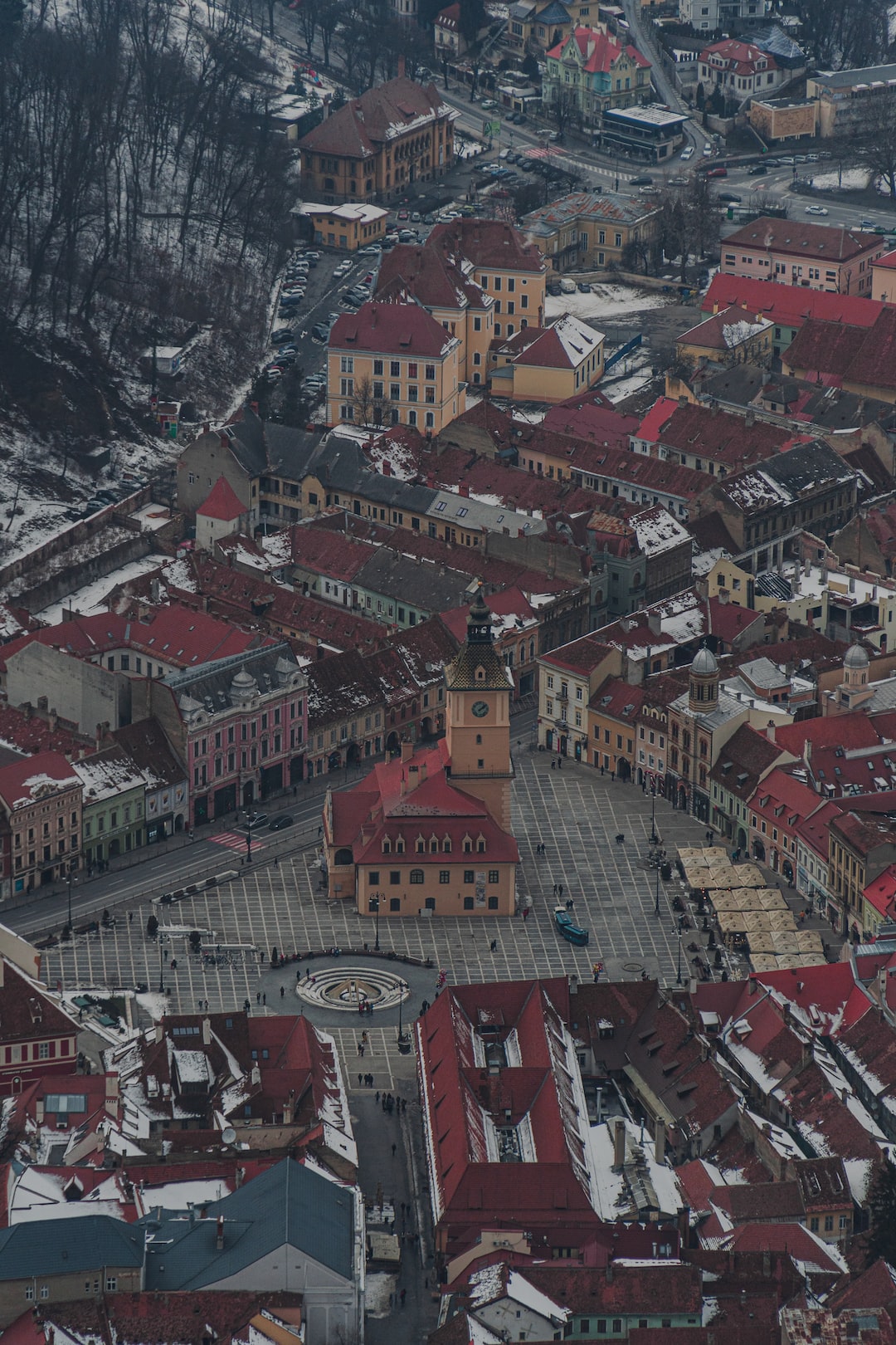 Romania Brasov Piata Sfatului - the city center of the old town