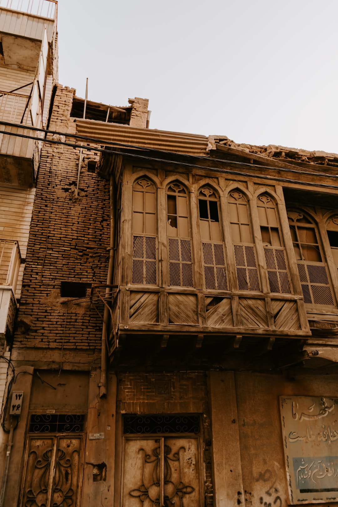 An old and deserted wood and brick building in central Ahvaz