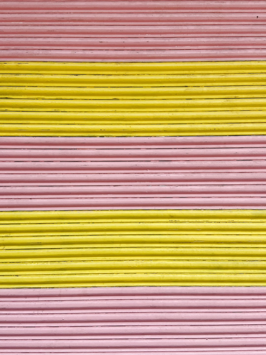 pink and yellow roll up door