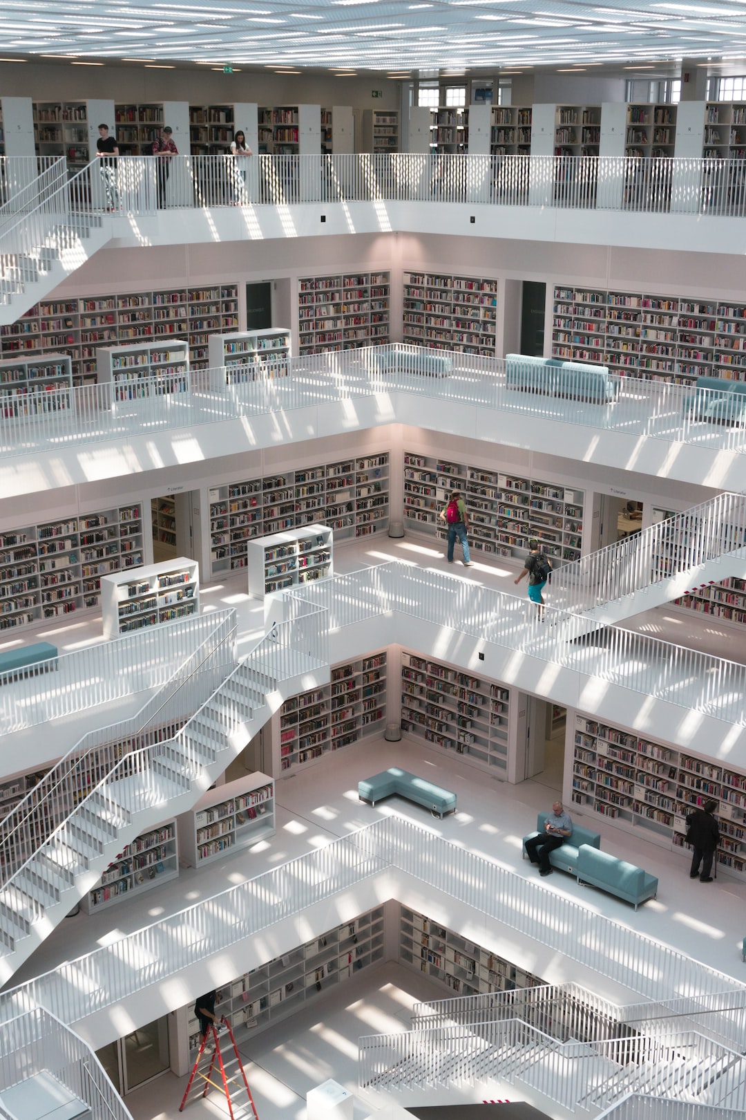 sunlight filtering through the roof of the stuttgart library