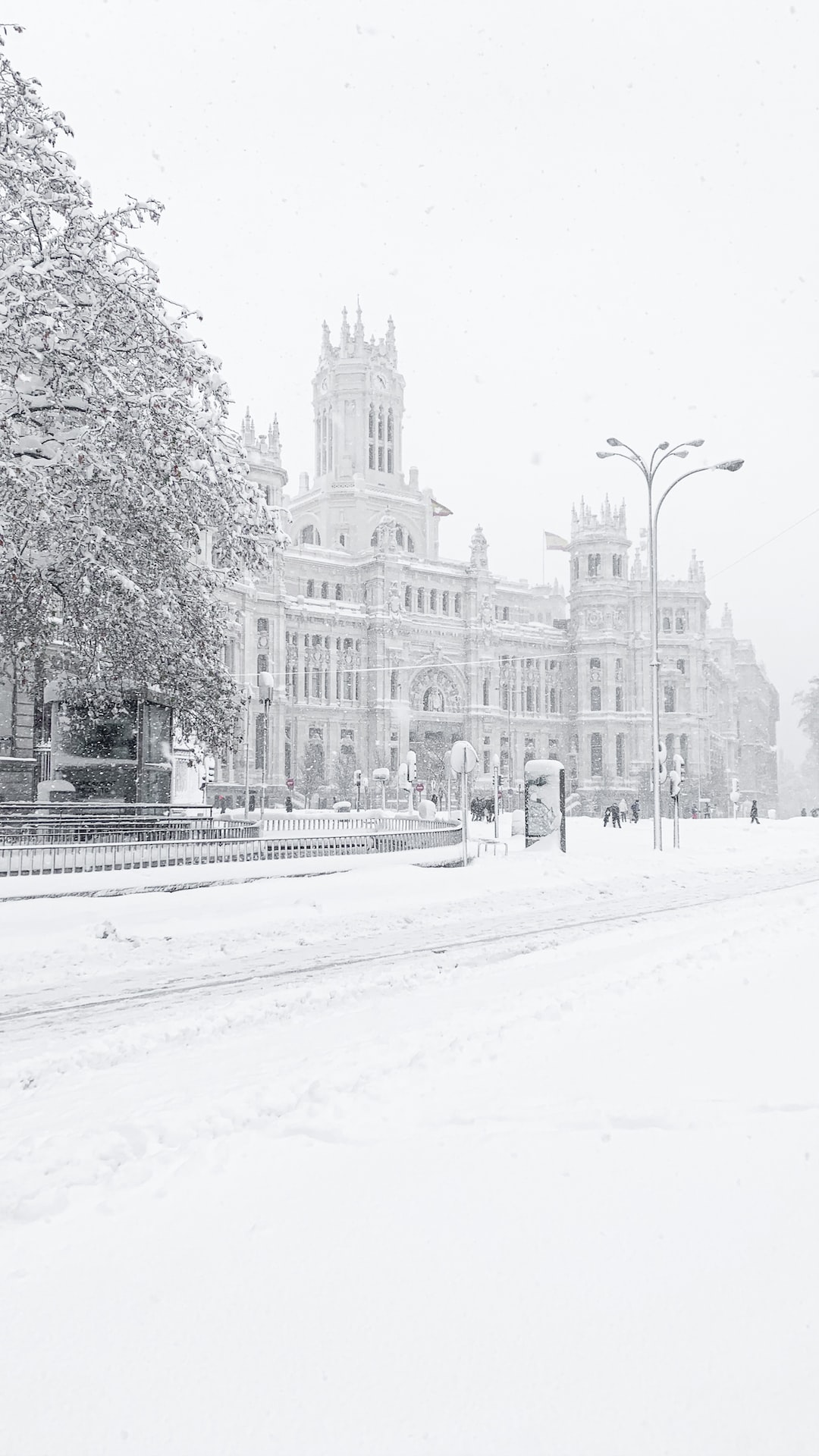 Plaza de Cibeles. Filomena snow storm in Spanish capital, Madrid