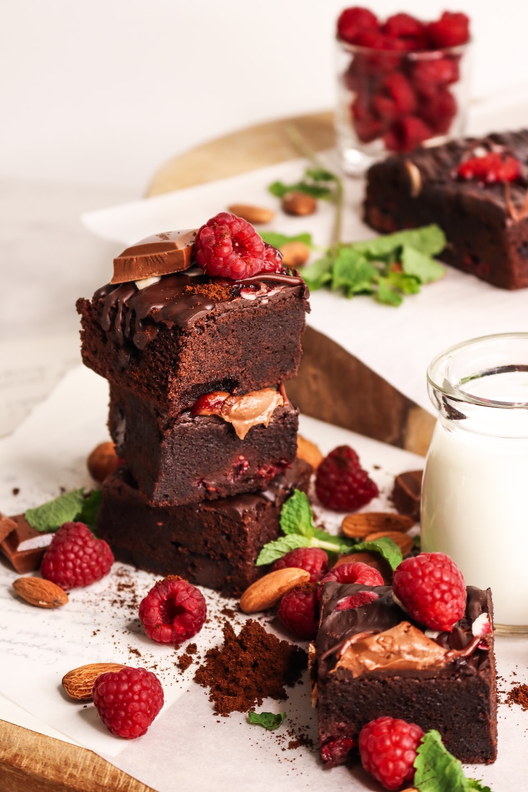 Raspberry chocolate almond brownies