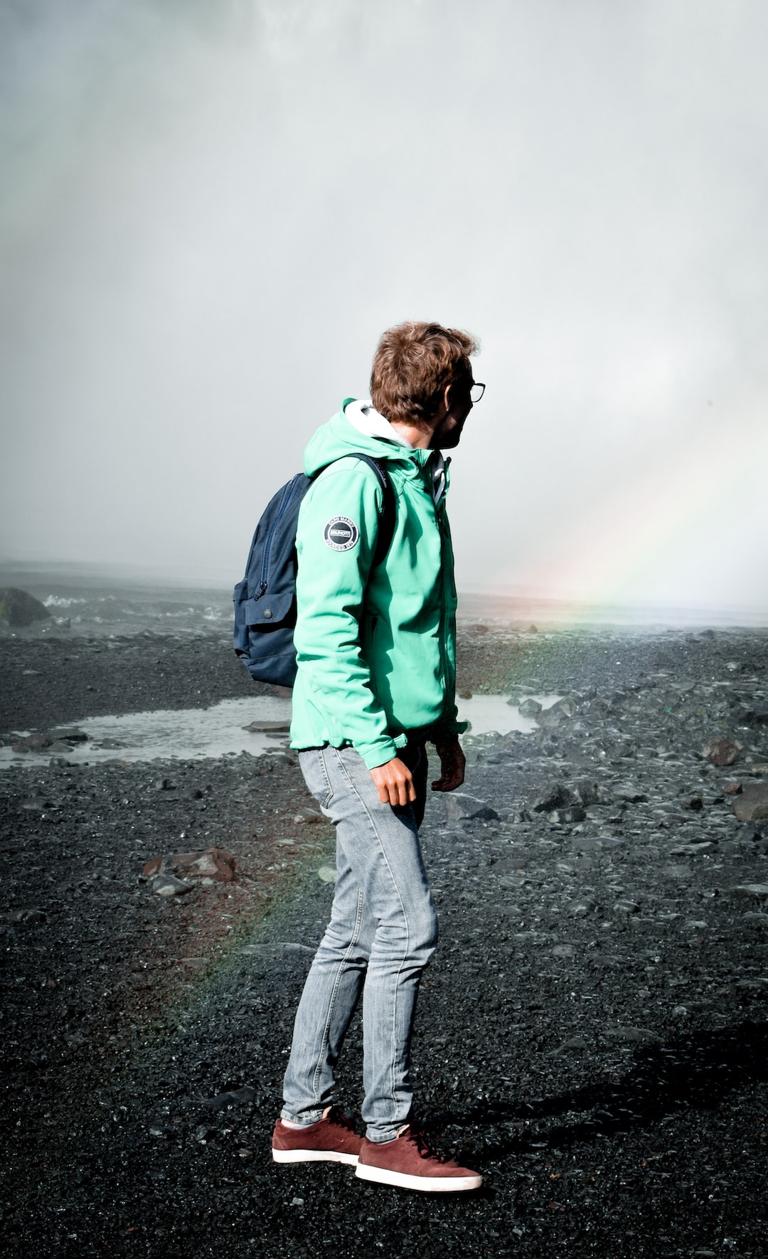 Looking at waterfalls in Iceland