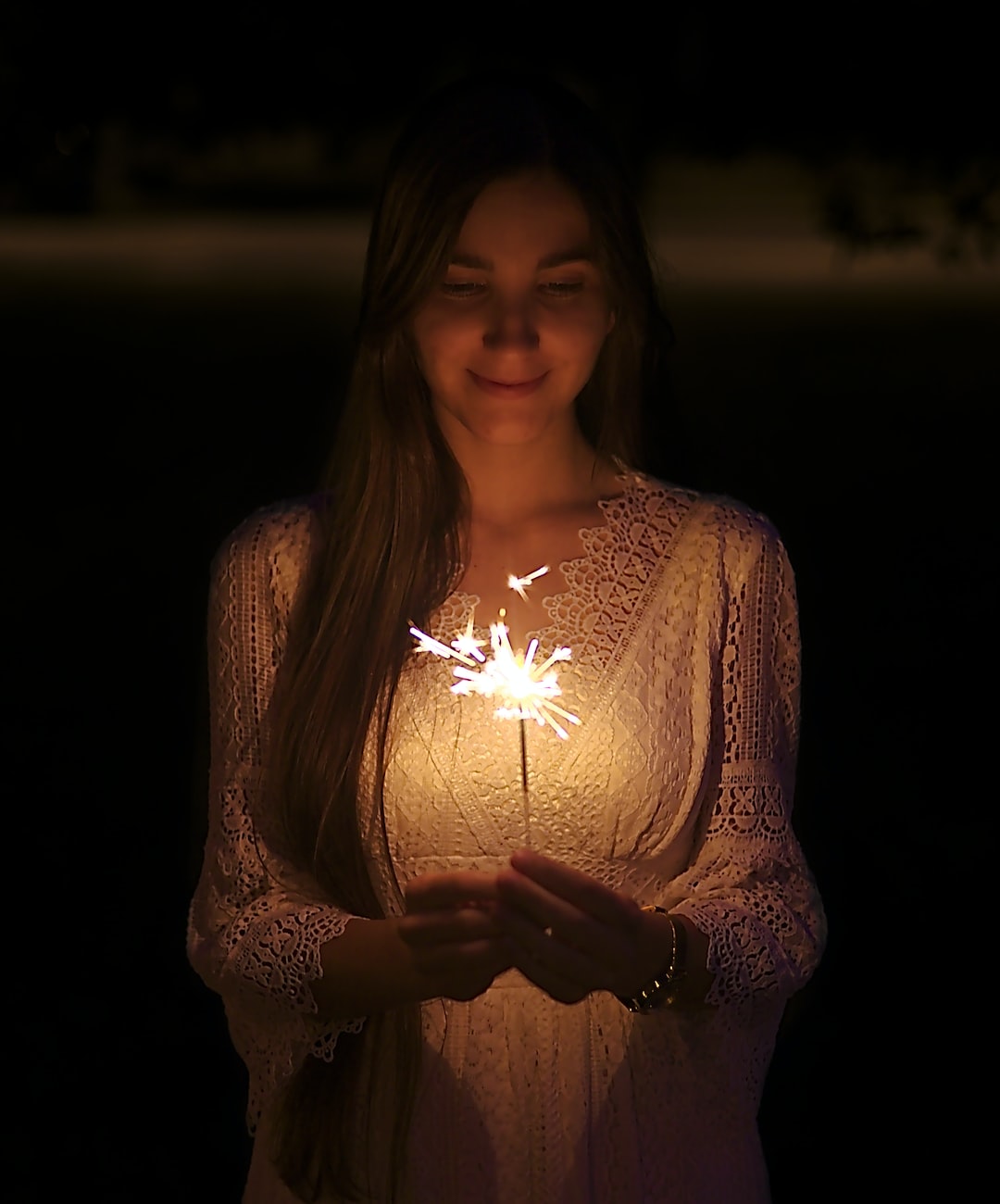 Warm sparklers on St. Juan's day. Catalonia.