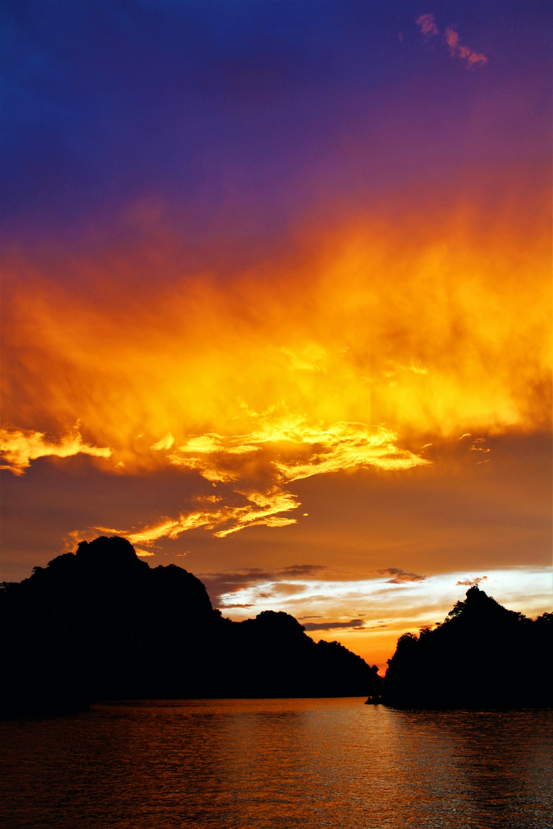 Sunset over Halong Bay