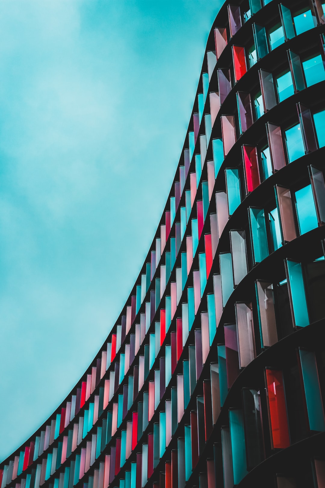 Blue, red and purple facade