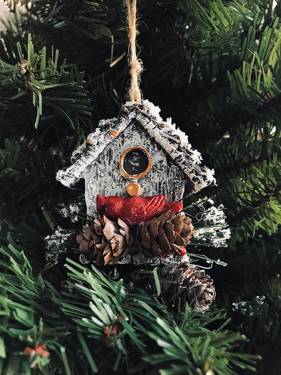 Christmas tree - Cardinal, bird house 