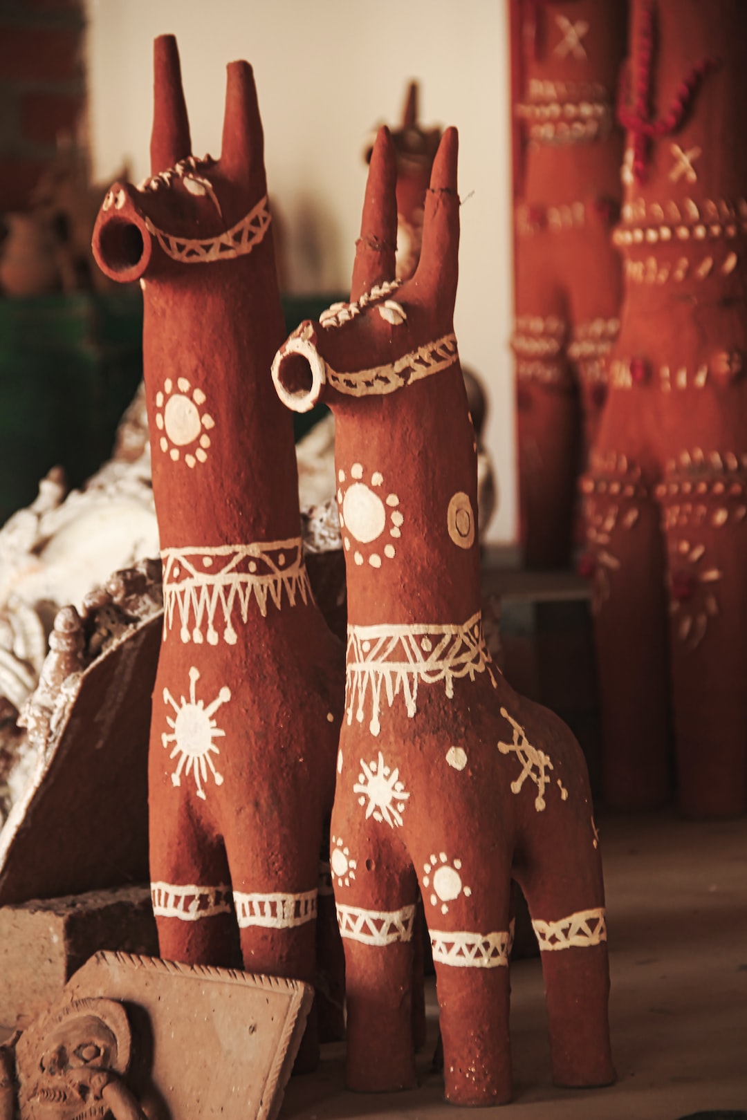 Terracotta artworks created by the artists of the Adivasi community are displayed for sale, to support the community financially and to save their languishing crafts.