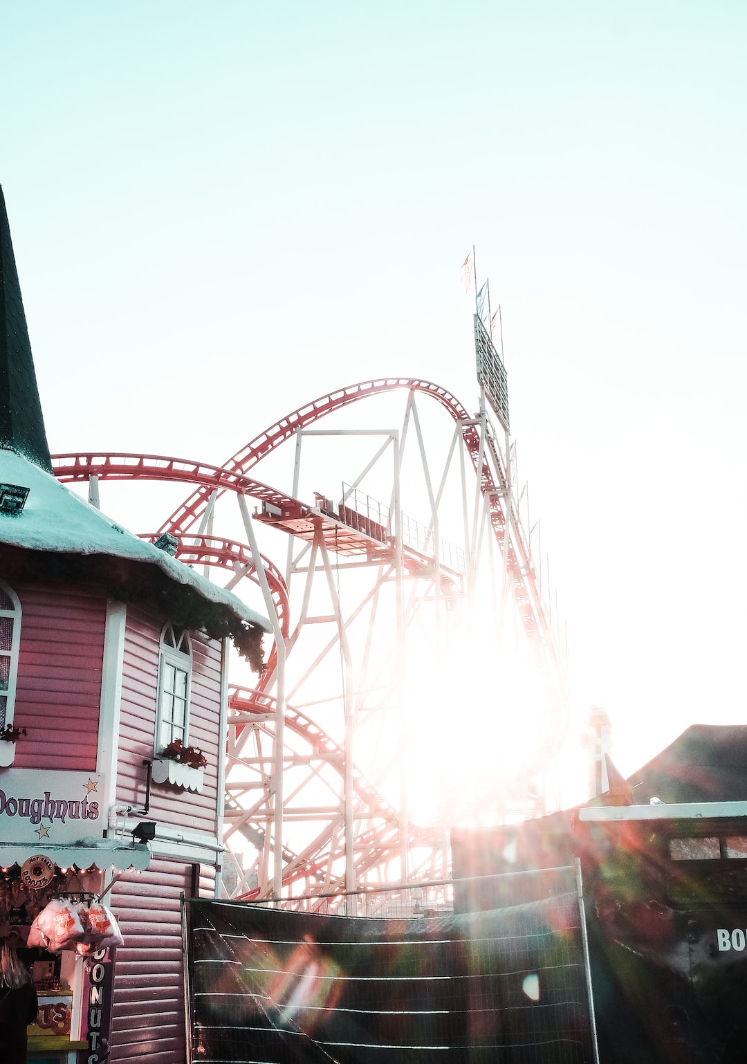 Roller coaster at sunset