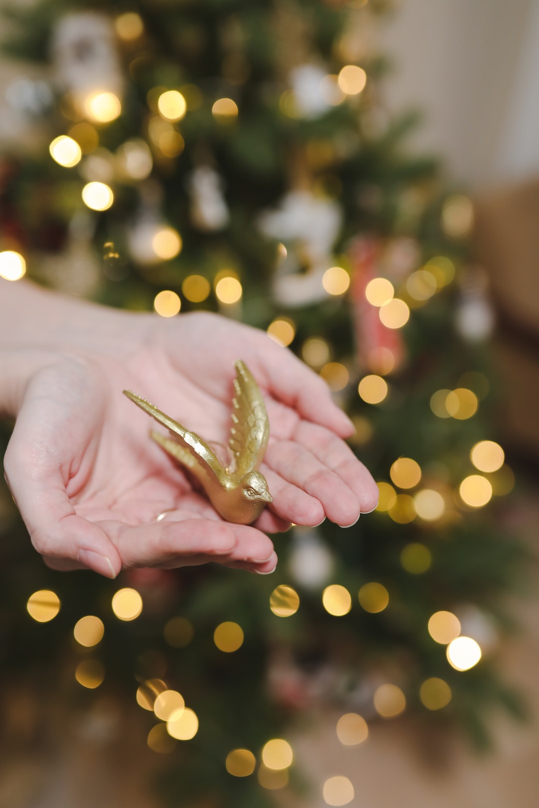 Christmas tree decorations. Blurred, sparkling and fairy background. Happy New Year concept. Merry Christmas card