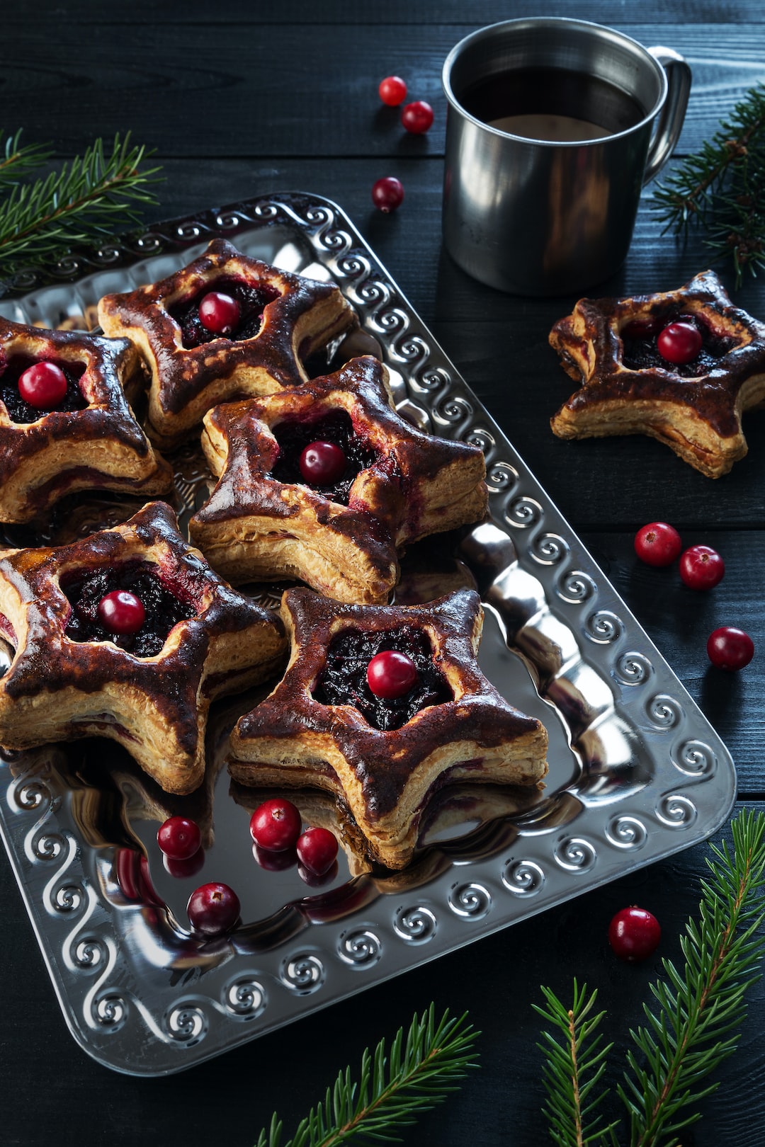 Christmas star cookies with cranberries