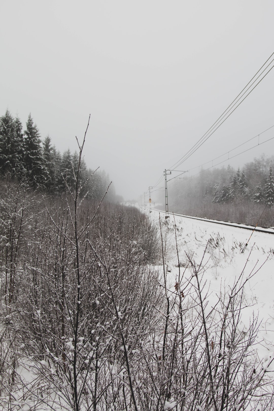 Snowy train tracks.