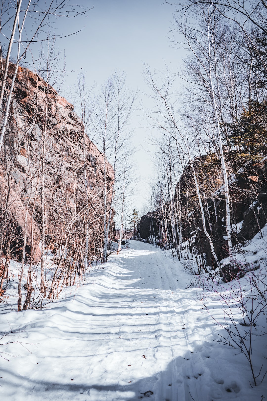 A trail in in winter in Duluth, Minnesota