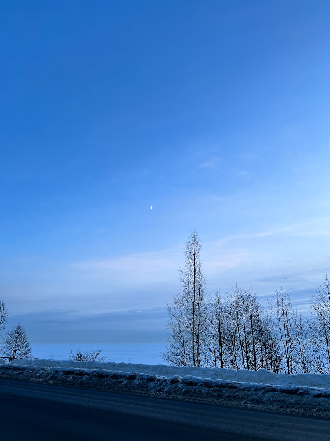 Winter Road, Seascape, Moon