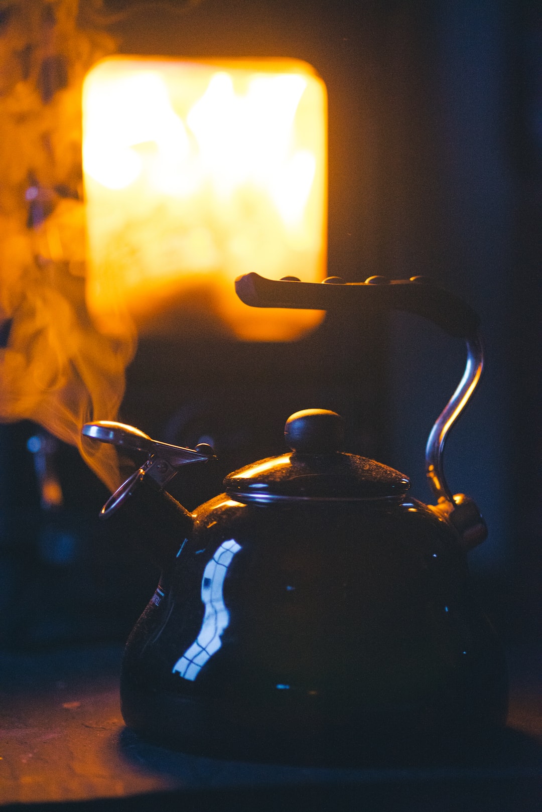 Boiling kettle in a wooden hut next to Loch Awe, Scotland. 