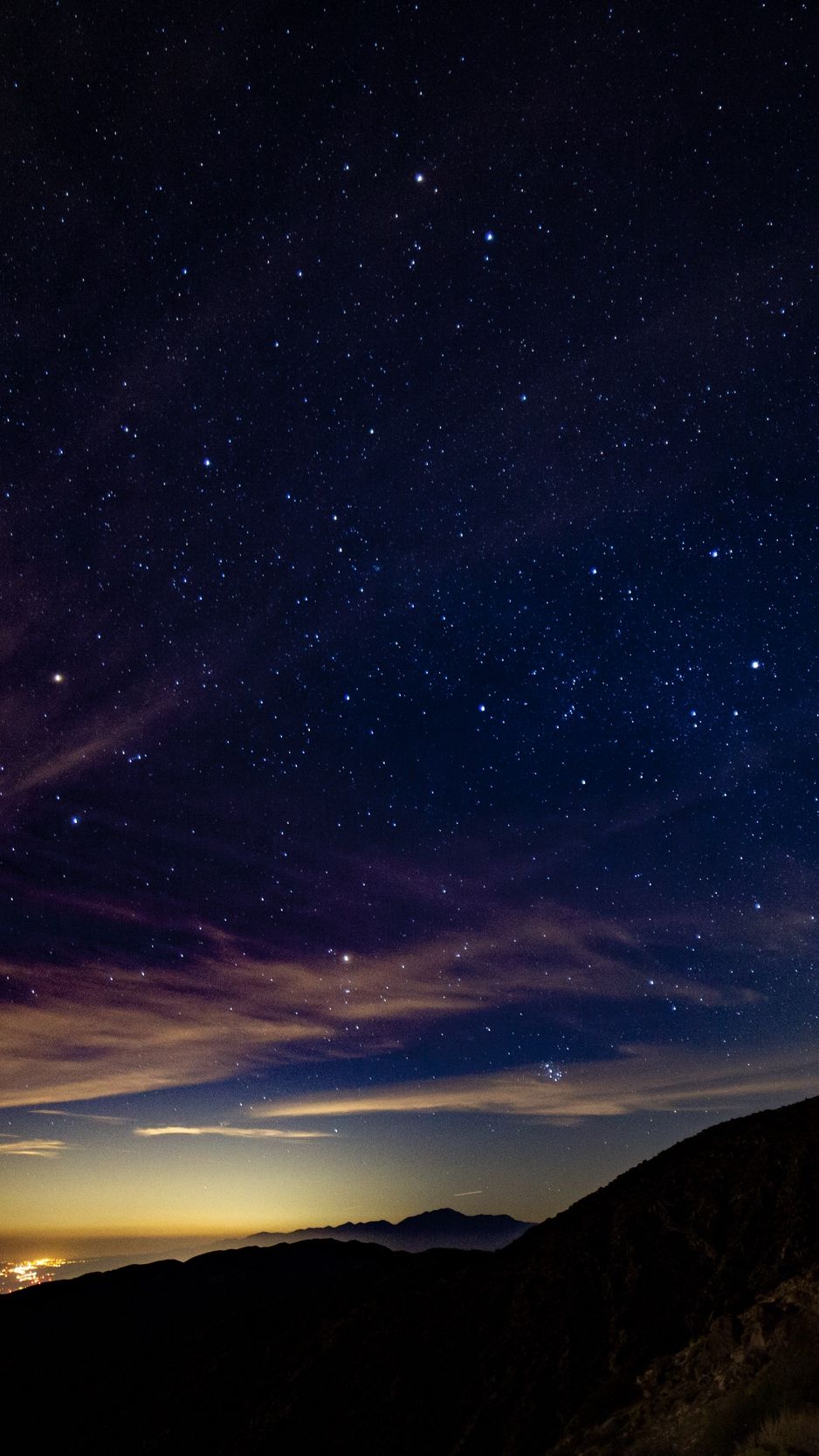 Starry sky mountains stars night wallpaper