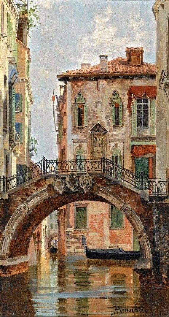 Bridge Over A Venetian Canal Venice Italy Painting By Antonietta Branseis Repro