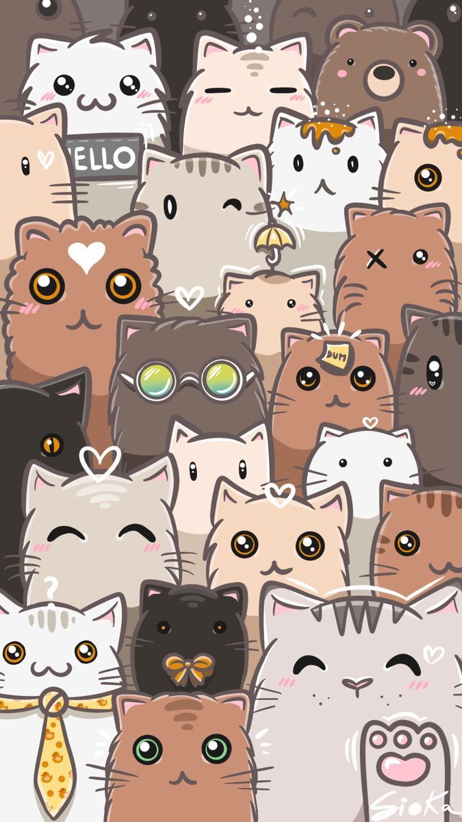 Bunch of coffee cats Phone Wallpaper in 2022  Cat phone wallpaper Cat pattern wallpaper Cartoon wallpaper