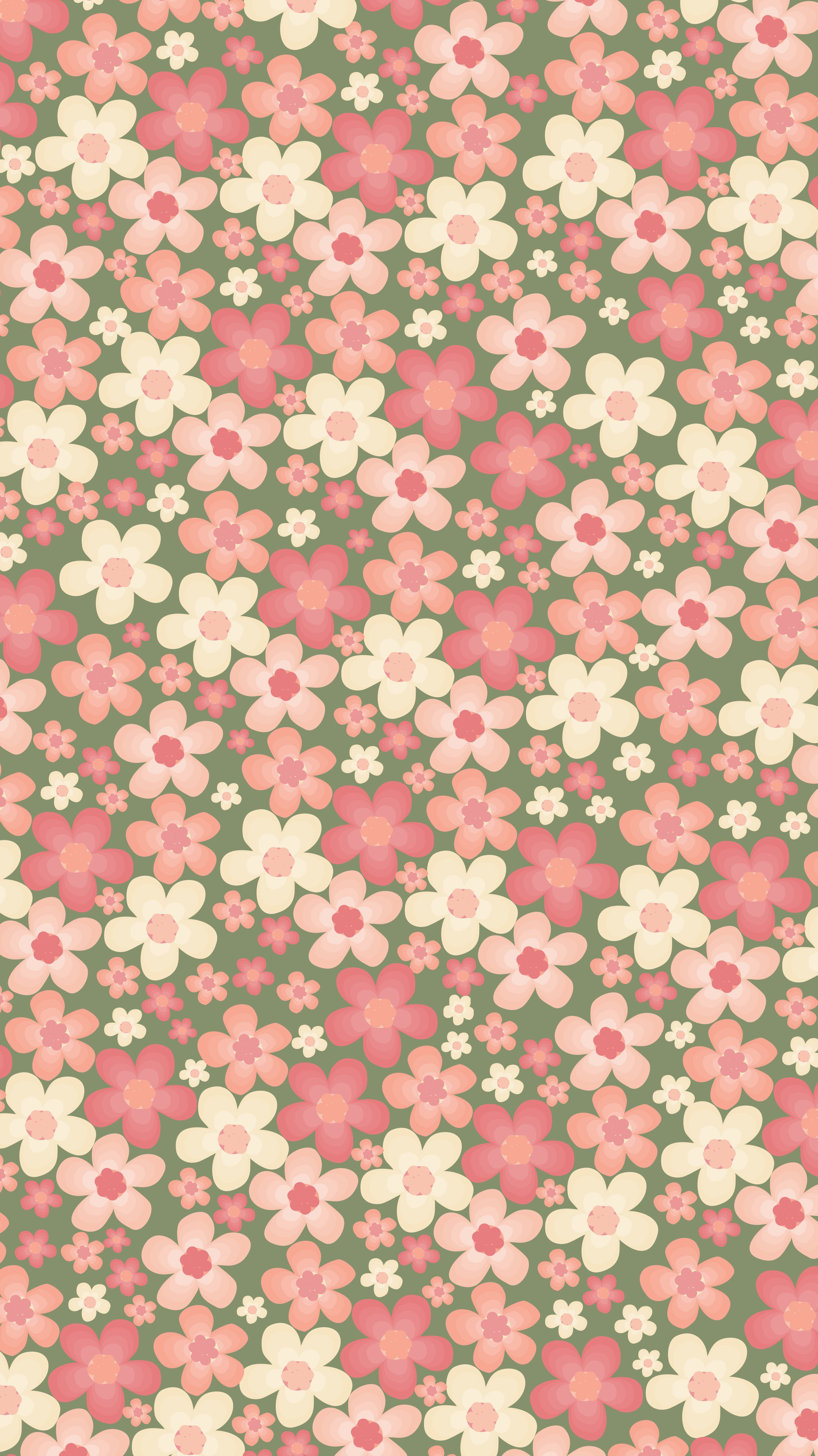 phone wallpaper pink and green floral design