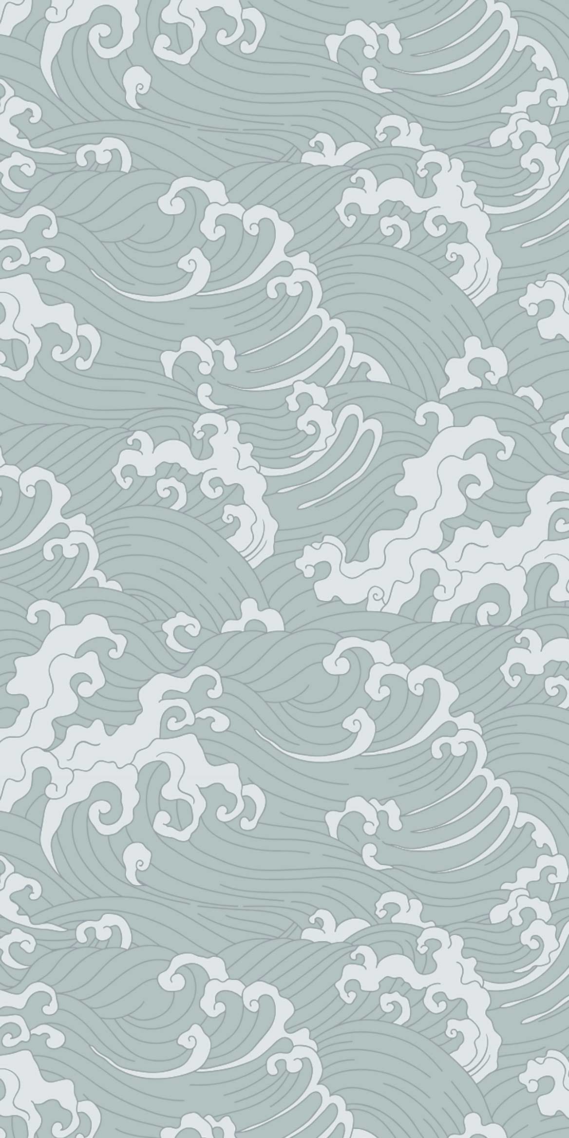 Grey White Japanese Wave Wallpaper Feathr Wallpapers