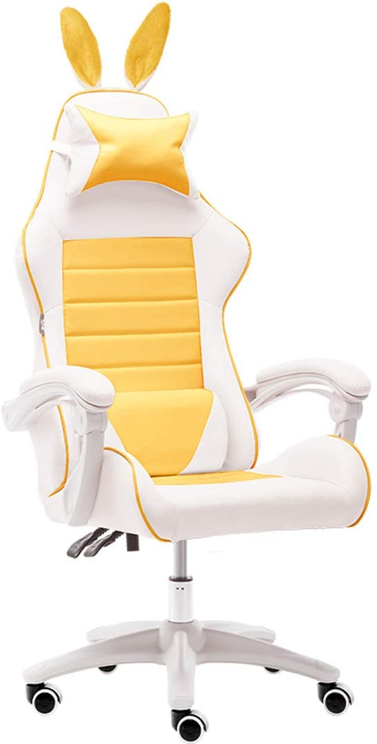 Gaming Chair with Bunny EarsRacing Style Gaming Chair with High Backrest  PU Leather Girls Home Gaming Chair  Suitable for Living Room Bedroom Office