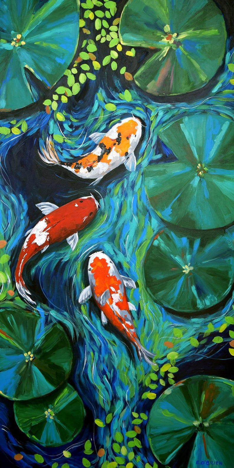 Koi Pond Wall Art Print Abstract Painting Print  Etsy