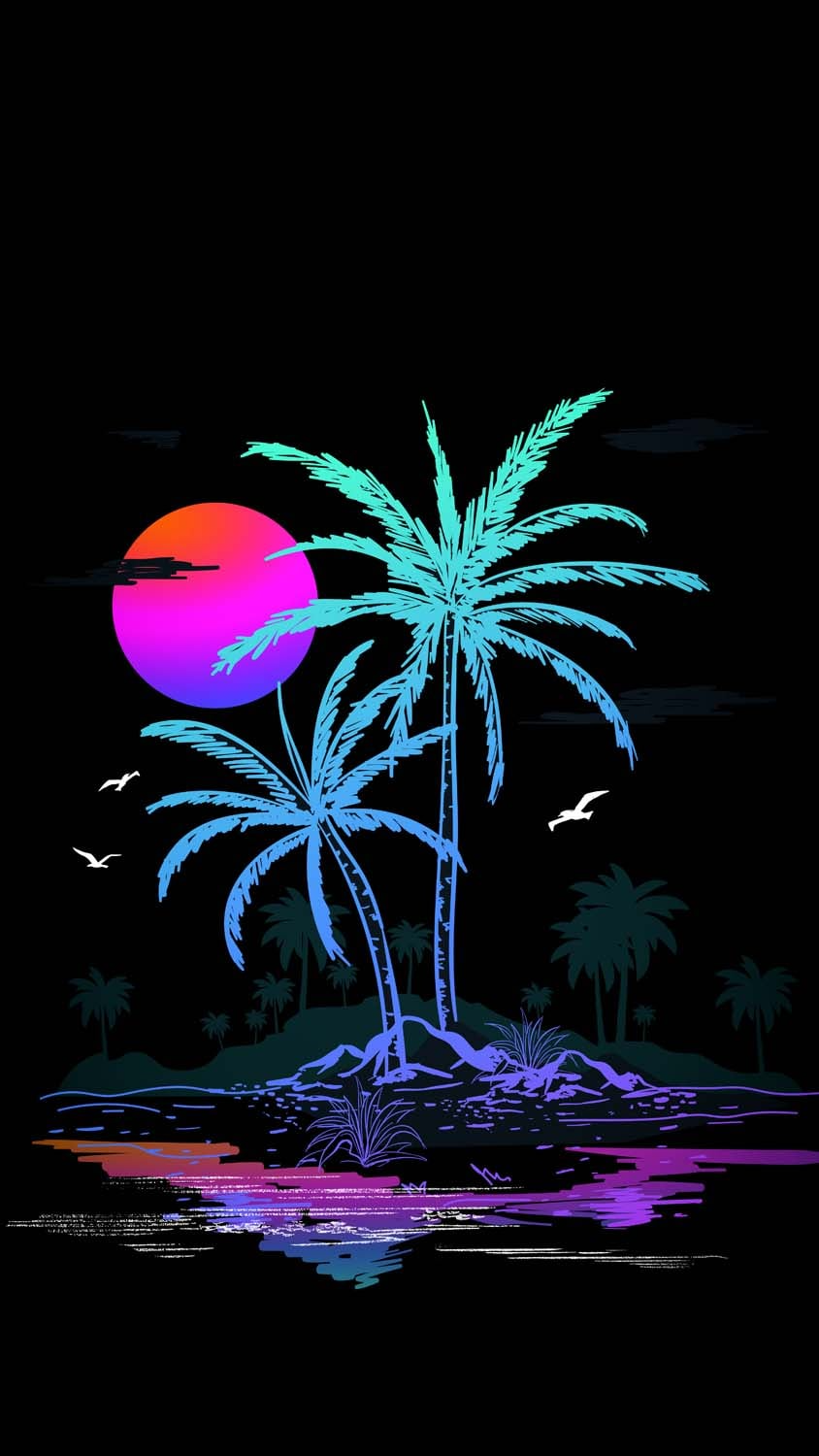 Download Colorful Sunset With Palm Tree iPhone Wallpaper  Wallpaperscom
