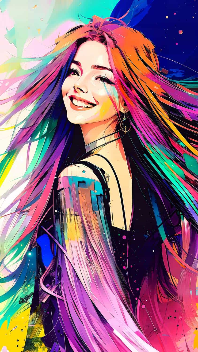 Smiling Girl Colorful AI Art IPhone Wallpaper HD  IPhone Wallpapers