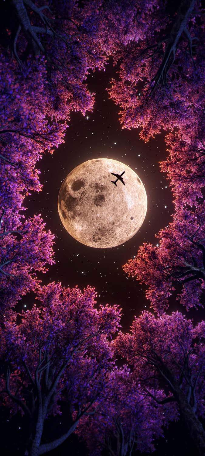 Trees And The Moon IPhone Wallpaper HD  IPhone Wallpapers