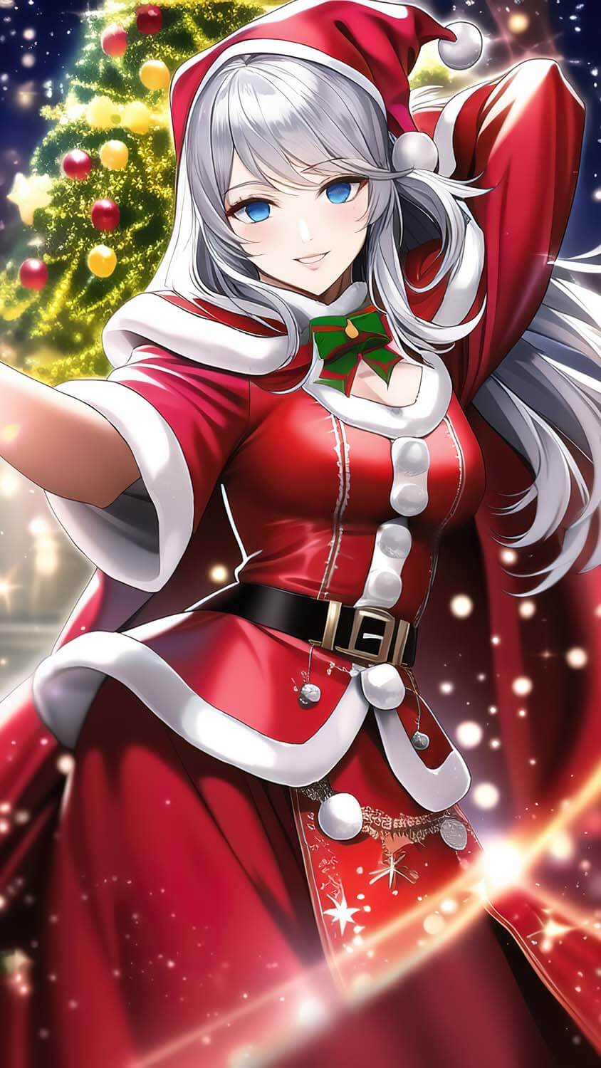 Anime Girls Christmas Tree Decorations 4K Ultra HD Mobile Wallpaper