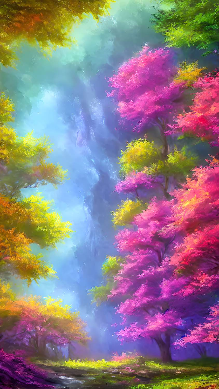 Colorful Trees Painting Scenery IPhone Wallpaper HD  IPhone Wallpapers