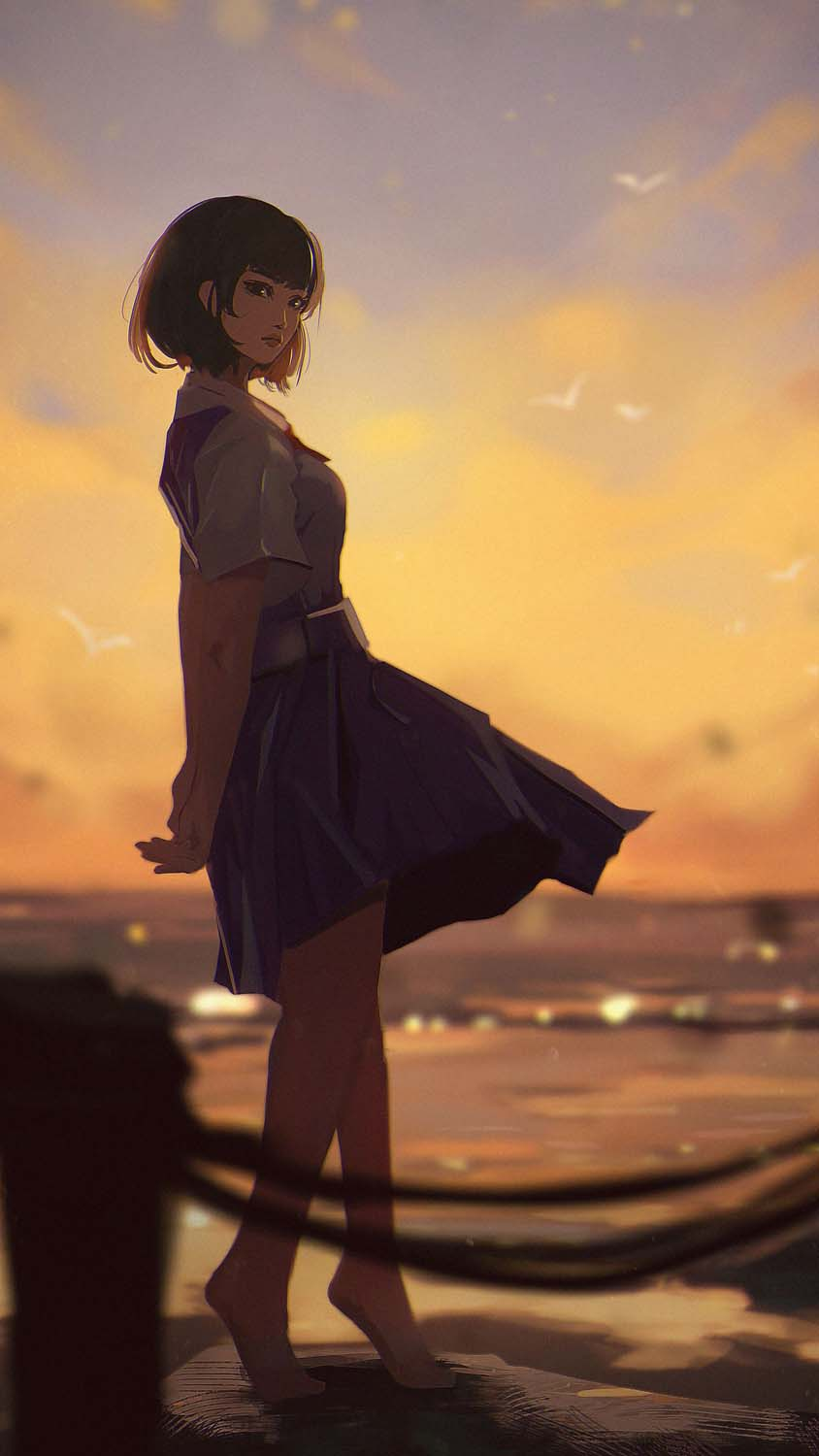 Beach Girl Anime IPhone Wallpaper HD  IPhone Wallpapers