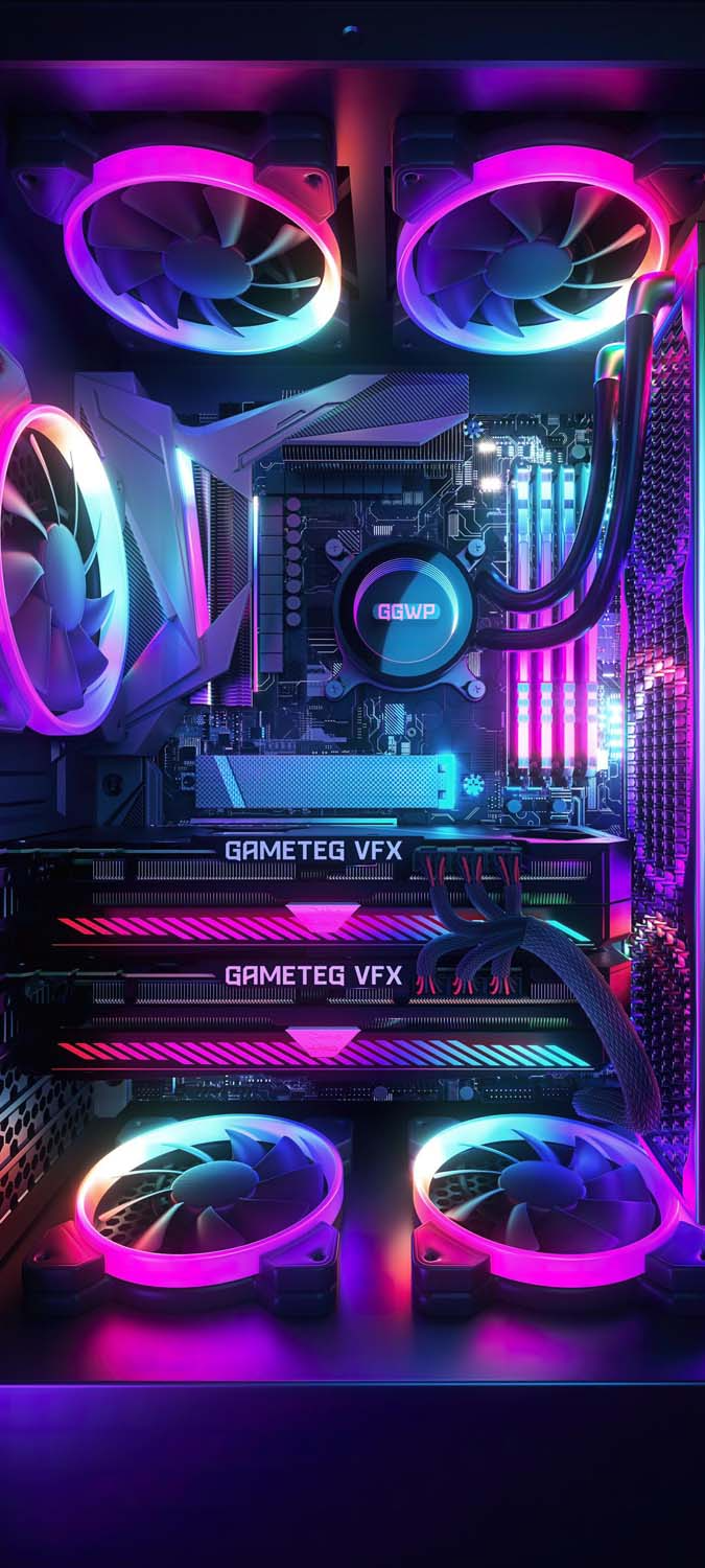 Gaming PC Tech Cooling Neon RGB IPhone Wallpaper HD  IPhone Wallpapers