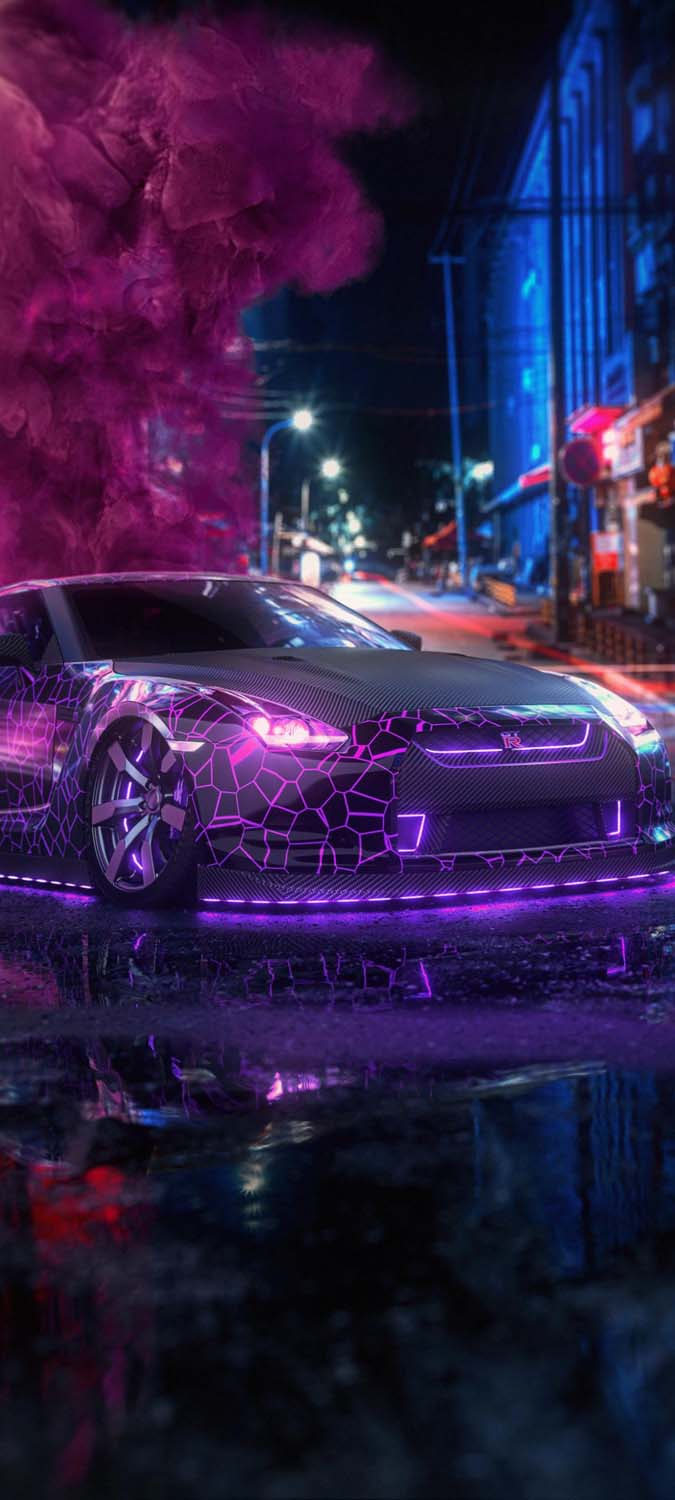 Neon City Sports Car IPhone Wallpaper HD  IPhone Wallpapers