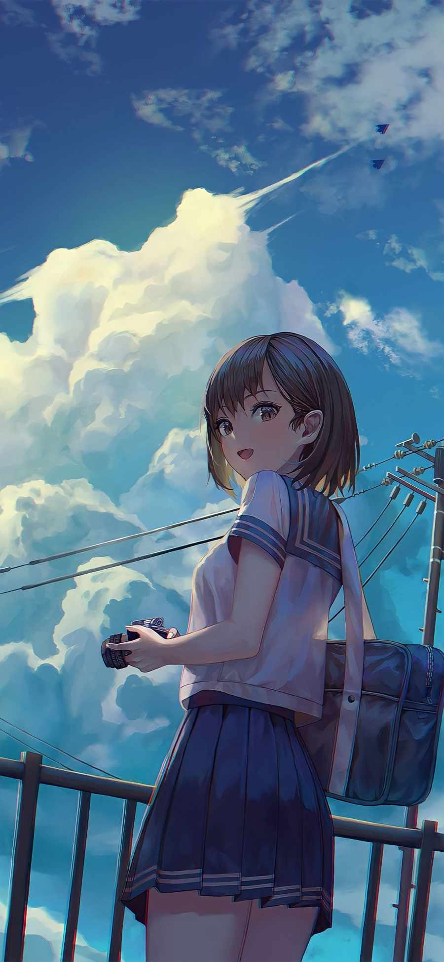 Anime Girl Photography Cloudy Sky IPhone 13 Wallpaper  IPhone Wallpapers